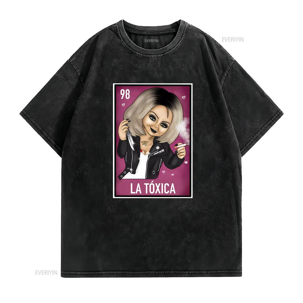 La Toxica Chuckys Bride Funny Mexican Loteria T shirt Perfect vintage Washed Stretched homme Soft Slightly fashion Casual