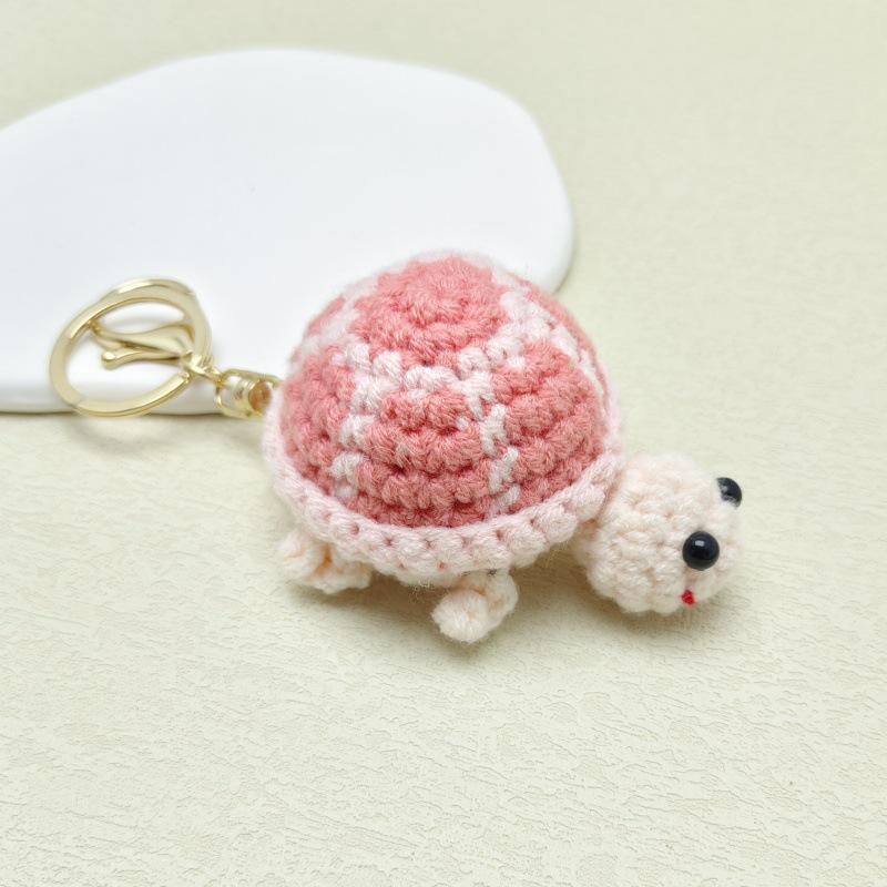 Handmade Crochet Turtle Keychain Pendant - Cartoon Sea Turtle Bag Charm Gift Decoration.