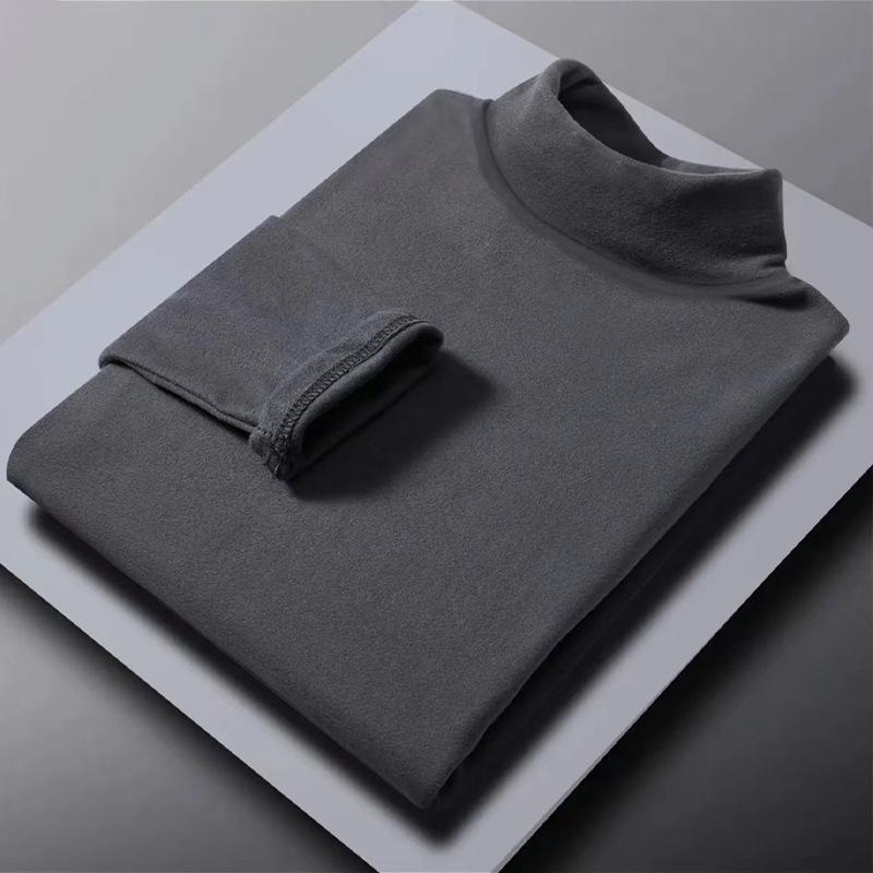 Herren Trendiges Schwarzes Langarmshirt mit Halbochkragen für Herbst und Winter