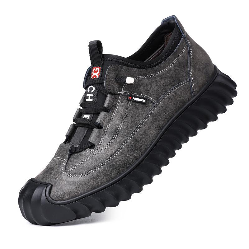 Höst läderskor herr casual andningsbara ny trend utomhus mode ungdom låga snörskor mjuk sula casual herrskor
