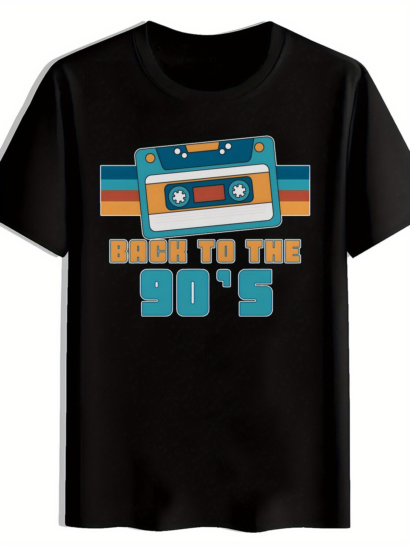 T-shirt Retro Cassette Tape Graphic - 90s Nostalgia Colorful Stripes Print XXXXL