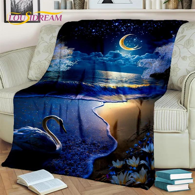 3D Dream Love Swan Cartoon Cygnus Girl Gift Blanket,Soft Throw Blanket for Home Bedroom Bed Sofa Picnic Travel Cover Blanket Kid