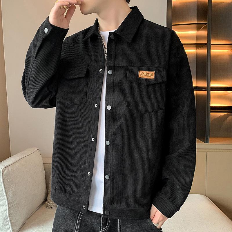 

Ретро вельветовая куртка мужская осенняя новая модная универсальная повседневная рубашка с лацканами рабочий топ XXXXL