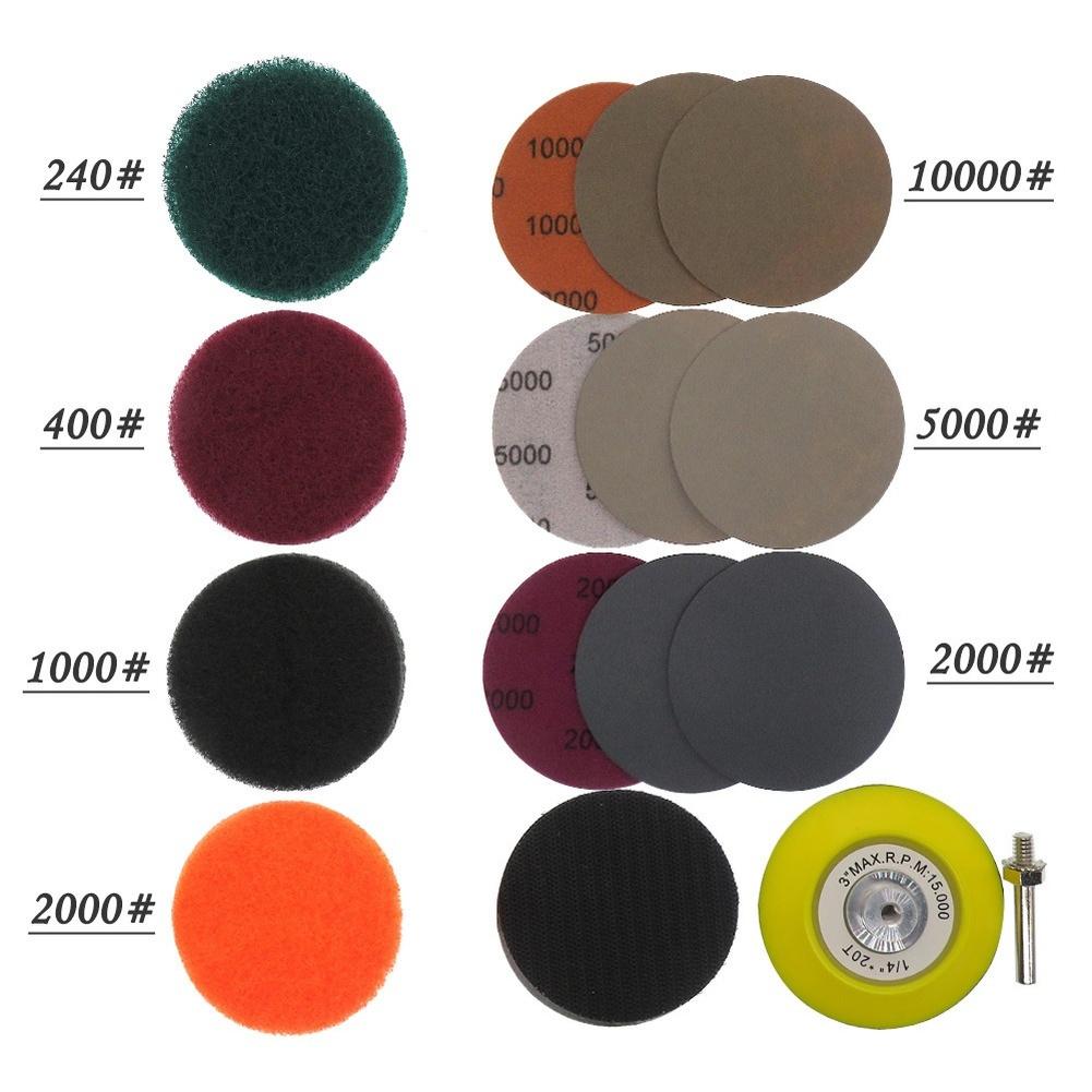 21Pcs 3 Inch Sanding Discs Polishing Pads Kit For Car Headlight Restoration Repair Sandpaper Abrasives Tools