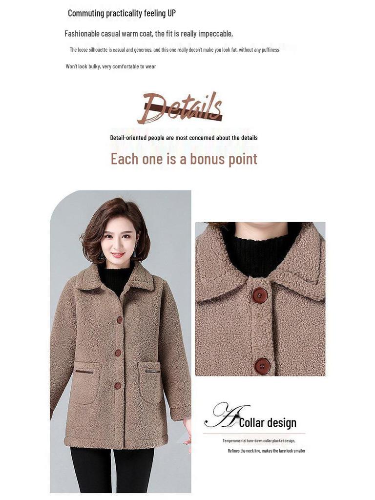 2023 Shearling Coat Women's Mid-Length Thickened Lambswool Fleece