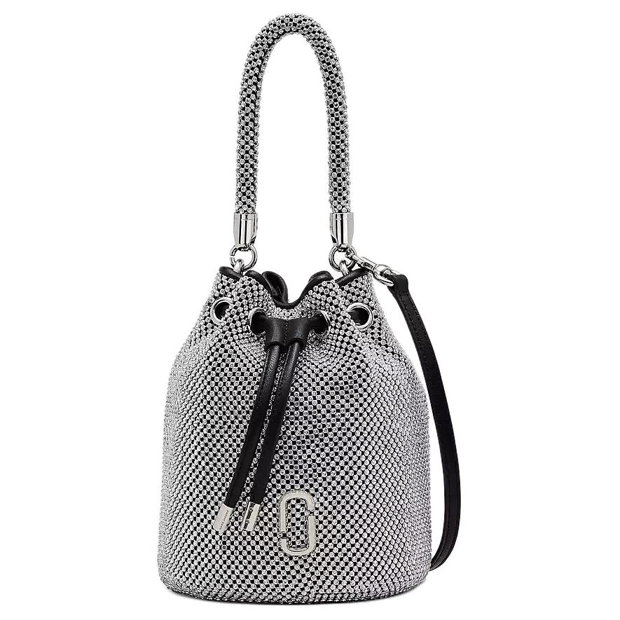 Marc Jacobs Iconic Hardware Accessories Rhinestone Metal Chain Bucket Bag Mini Women bags Silver 2P4HCR017H03991
