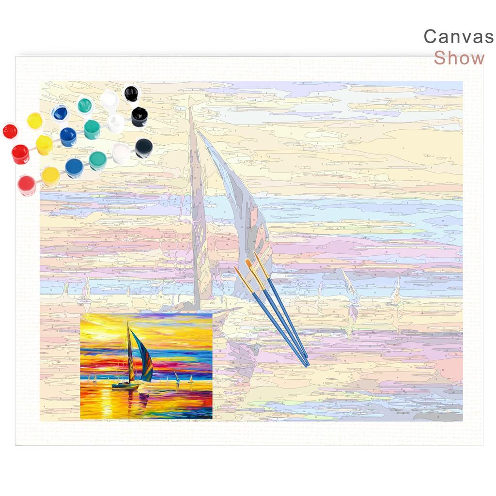 RUOPOTY Oil Painting By Numbers Seaside Landscape Wall Art Unique Gift Hand Painted Picture By Numbers Sunset For Living Room