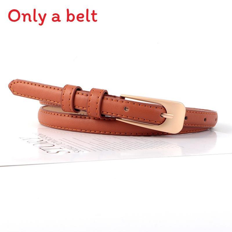 Color Solid Simple Gold Buckle Women Slim Waist Belt Casual And Versatile
