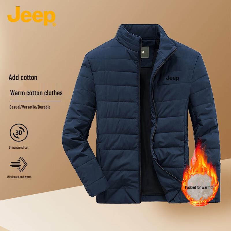 

JEEP Men s Winter Fleece-Lined Windproof Cotton Jacket M