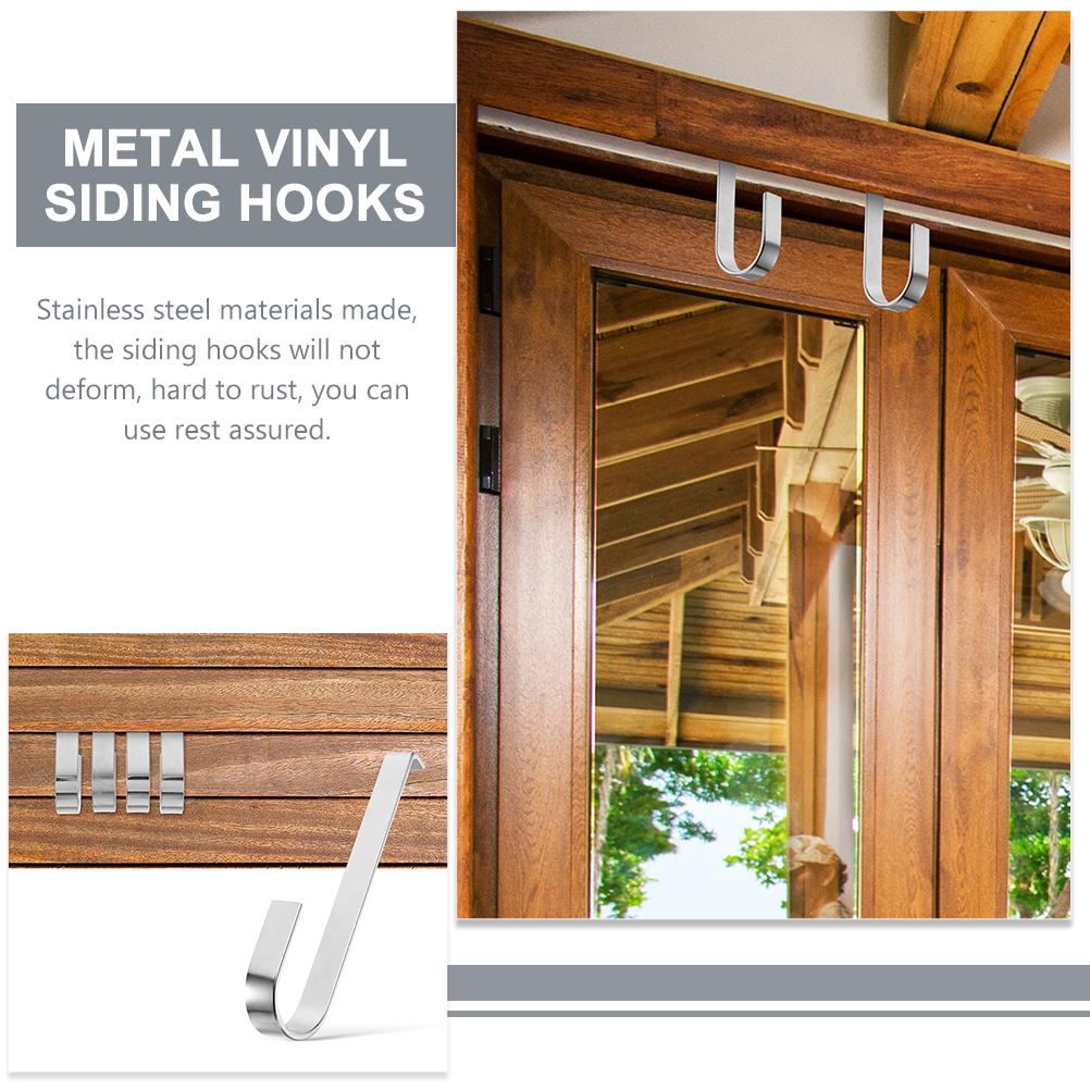 4 Pcs Vinyl Siding Hooks for Wall Metal Lamp Ordinary Hanging Light Silver Lamps