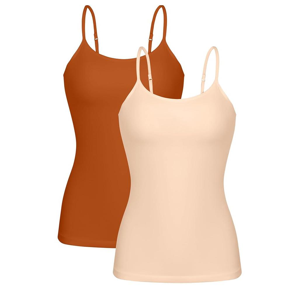 CHARMLEAKS Damen-Unterhemd aus Baumwolle, Damenunterwäsche, Nachtwäsche, Unterwäsche, Hebe-BH, solides Basic-Tanktop, 2er-Pack