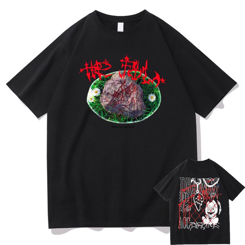 Bladee The Fool Drain Gang Music Album Double Sided Print Tshirts Men Women Hip Hop Casual Tshirt Man Rock T Shirt Streetwear