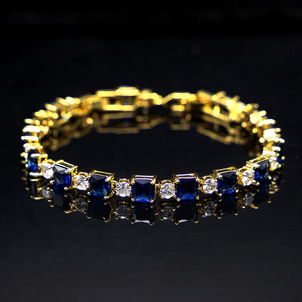 New European and American Fashion Bracelet Ladies Aaa Square Round Fairy Wind Does Not Fade Natural Zircon