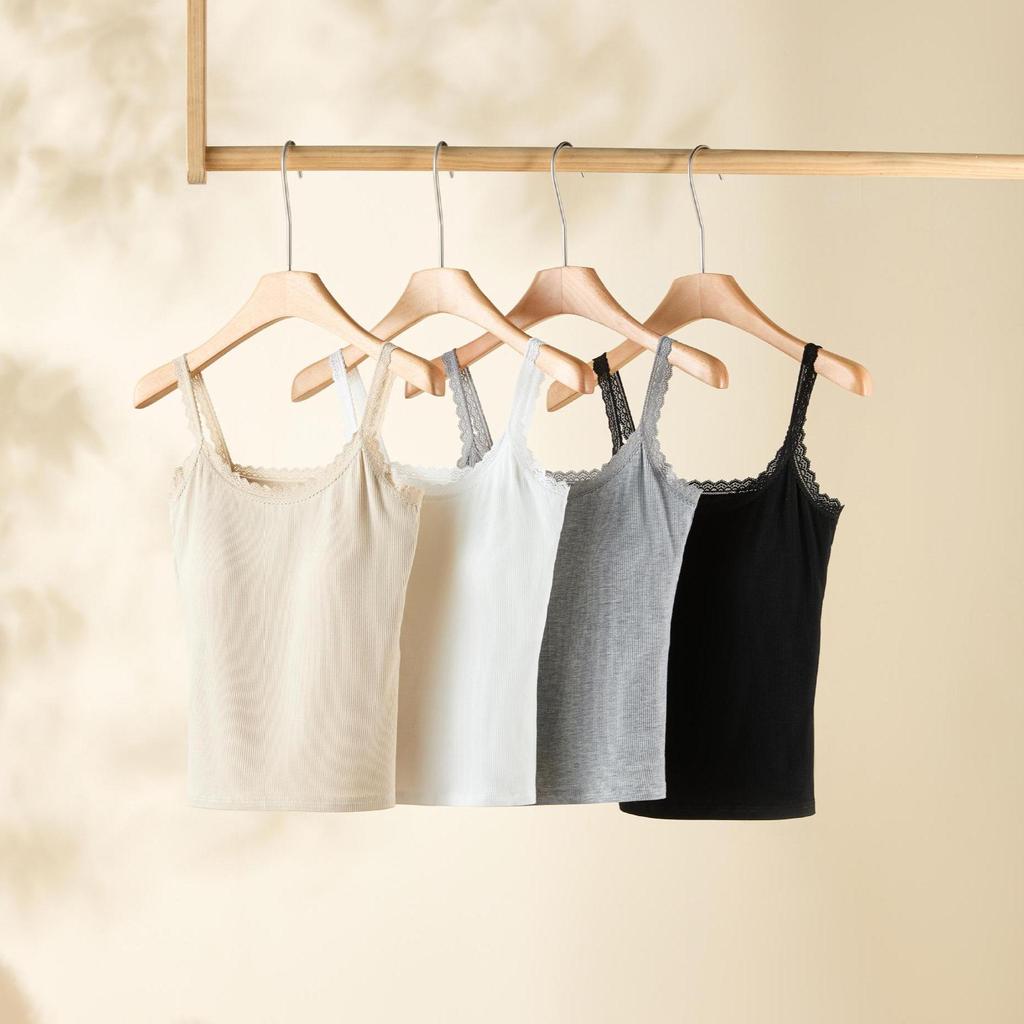 Women's Summer Lace Cotton Camisole with Chest Pads - Thin, Sexy, Versatile Top