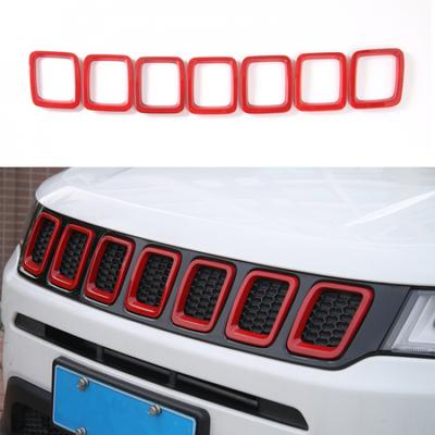 7pcs Front Grille Grill Ert Cover Frame Decor for Jeep Compass 2017- Red