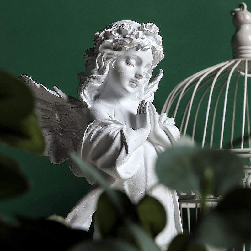 Nordic Creative Resin Angel Figurine, Modern Angel Sculpture Decorative Desktop Ornament