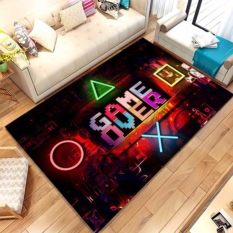 Cartoon Game Gamer Zone Controller Logo Living Room Non-Slip Area Rug Soft Carpet for Bedroom Playroom Sofa,Home Decor Doormat