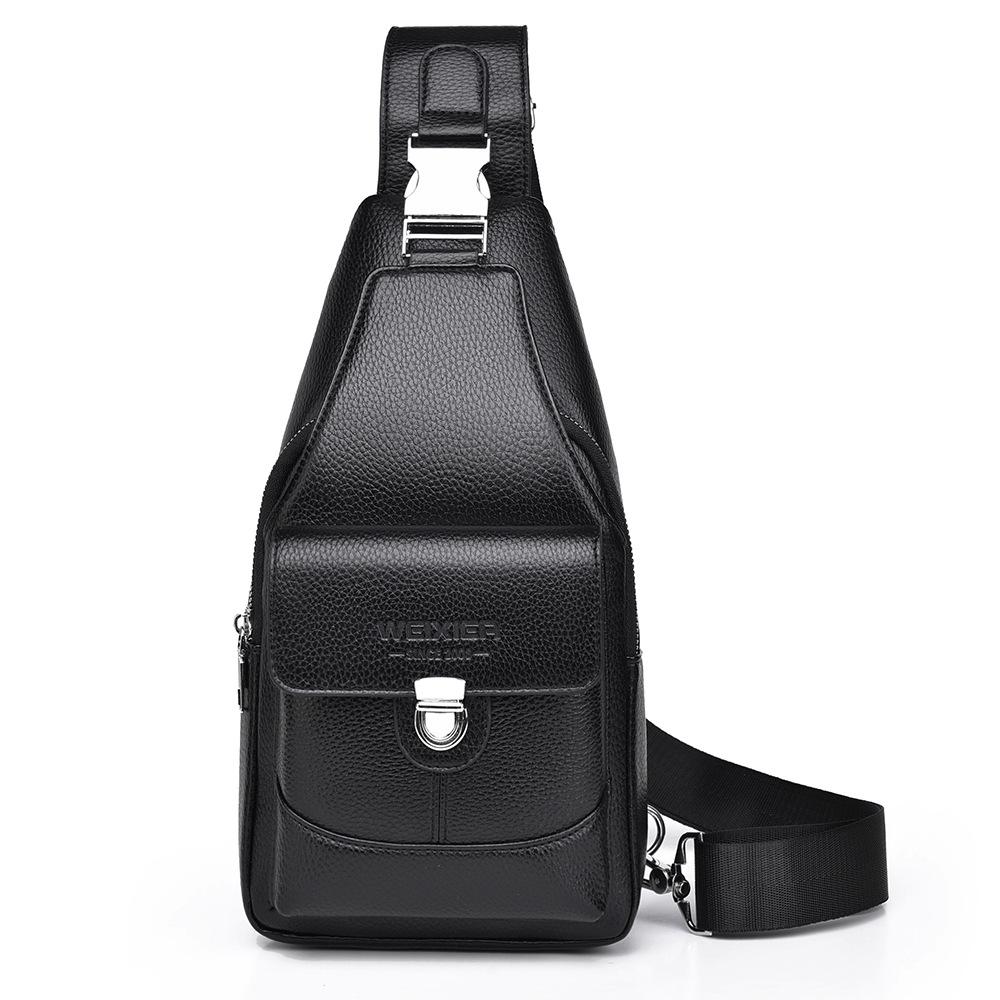 Large Capacity Men's Crossbody Bag  PU Leather Sling Pouch, Chest Bag,for Phone, Wallet & Keys, Outdoor & Daily Commute