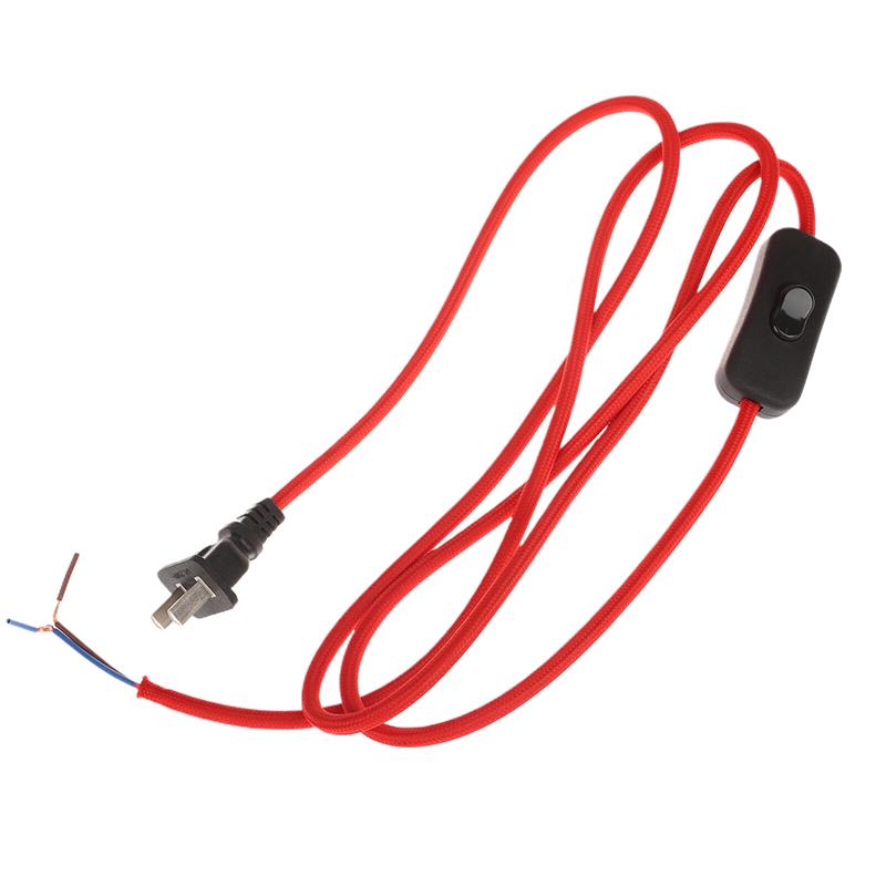 220V Wechselstromkabel mit Stecker Schalter Stoff Textilummanteltes Flexkabel Draht 1,8 Meter Verlängerungskabel für Tischlampe