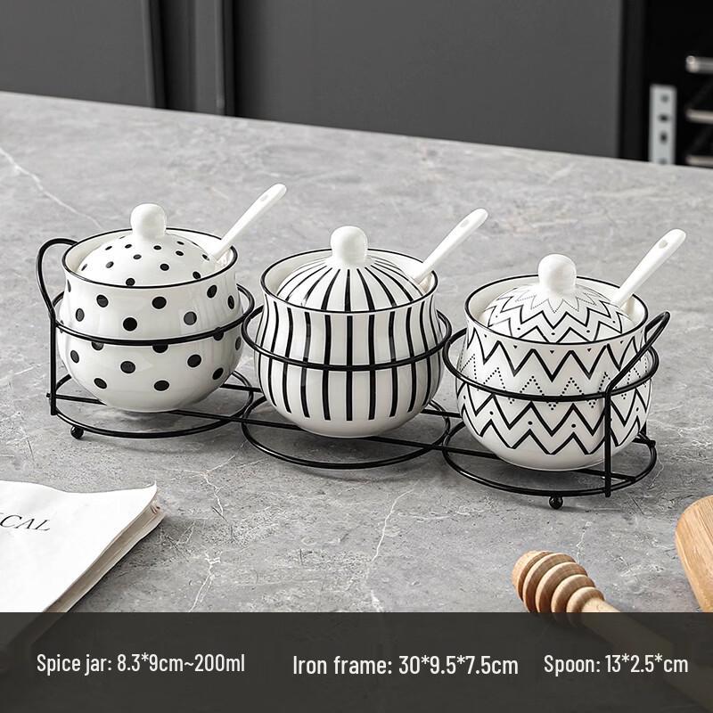 Creative Ceramic Spice Jar Set with Spoons