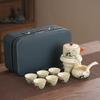 Ru Kiln Light Luxury Automatic Artifact Household Panda Anti-scalding Tea Set Lazy Stone Grinding Ceramic Teapot