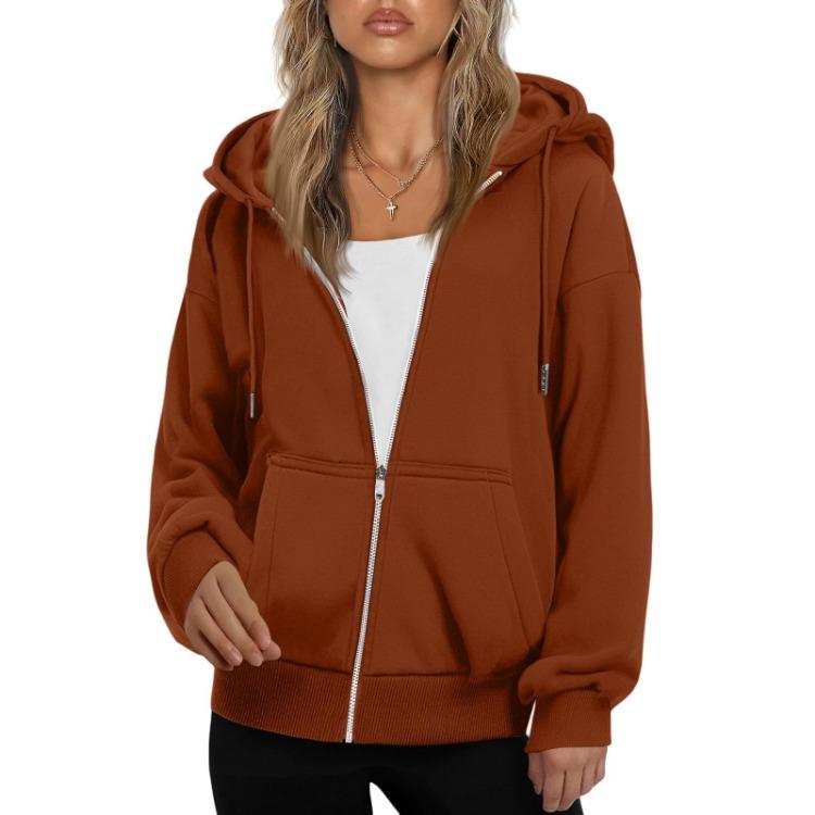 Fashion Womens Zipper Hooded Cardigan Sweatshirt Casual Loose Fleece Jacket
