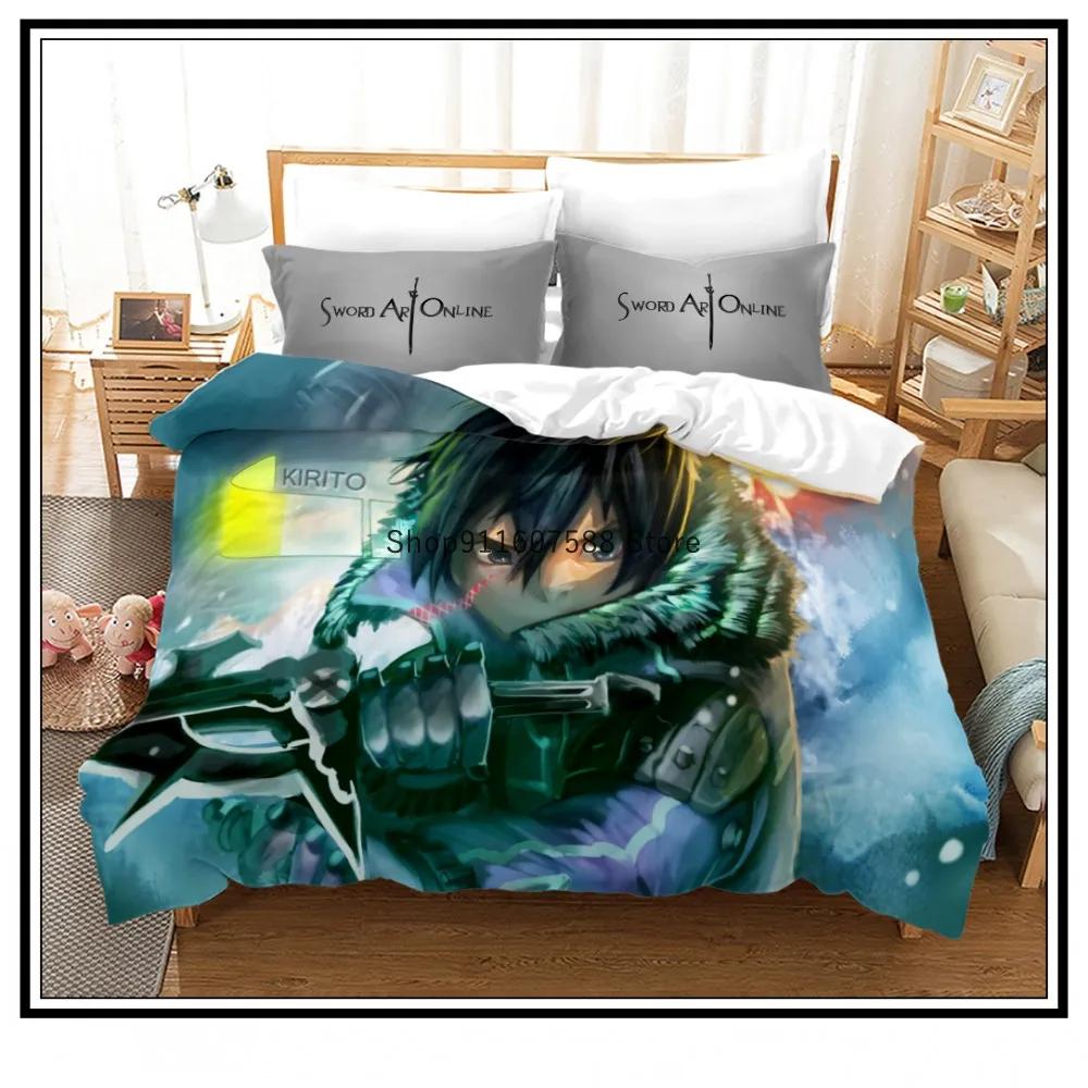 Anime Sword Art Online Bedding Set 3D Printed Duvet Covers Pillowcases kids Bedclothes Bed Linen Luxury Home Textiles Home Decor