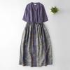 Kleid für Damen Baumwolle Sommer Übergröße Locker Geblümt Vintage Lässig Bedruckt Weich Lang Urlaubs-Kleider