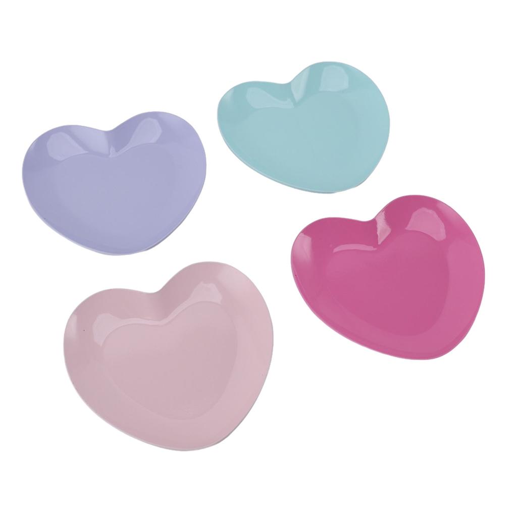 4pcs Stainless Steel Heart Shaped Makeup Palette Anti Rust  Mixing Tray for Travel