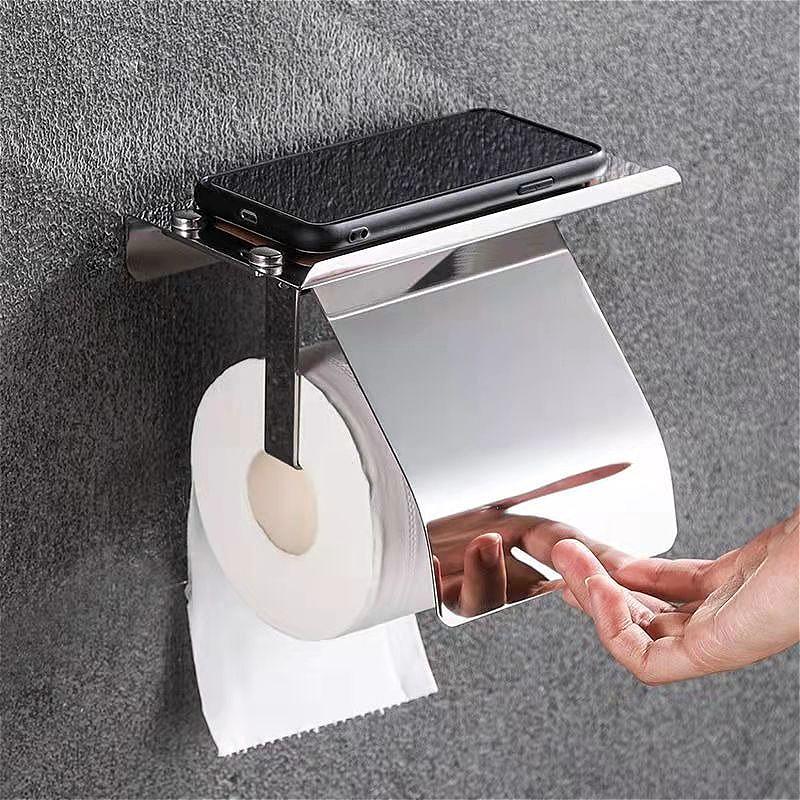 Papiertuchhalter Edelstahl Toilettenpapierhalter Badezimmerregal Toilettenzubehör Küche Wandhängend Toilettenpapierrollenhalter