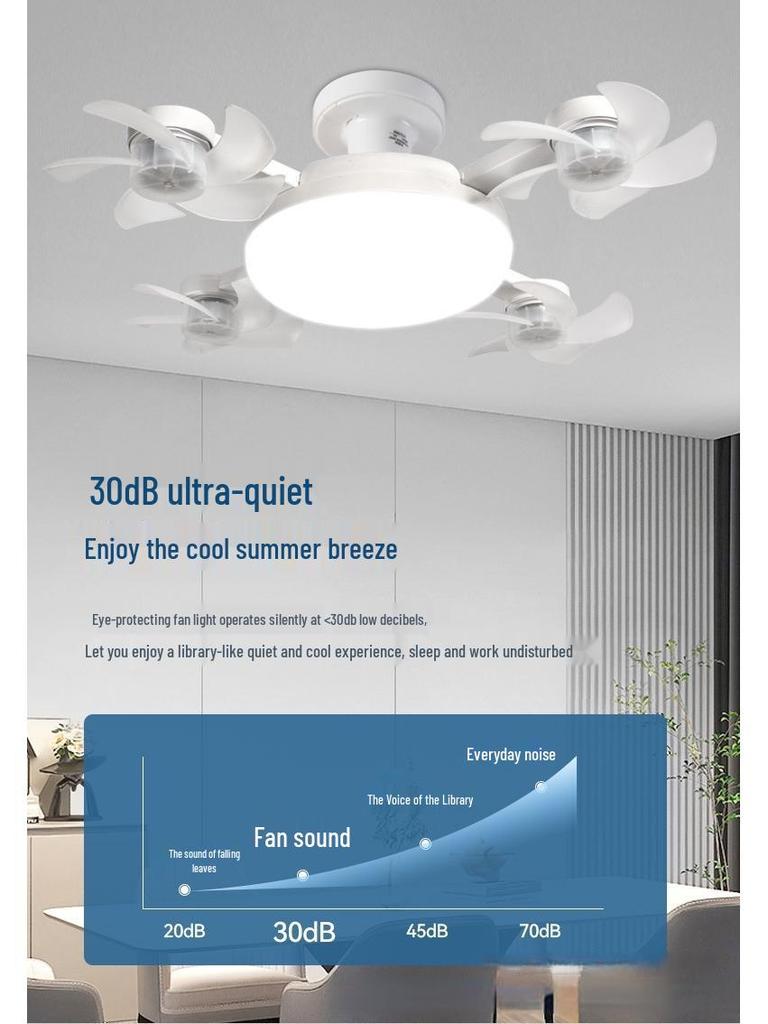 Nordic Style Remote Control Ceiling Fan with Light - Variable Frequency, Strong Wind for Bedroom
