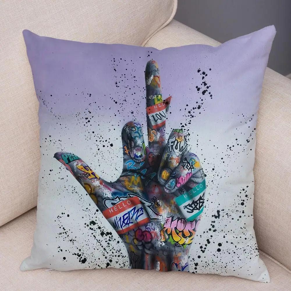 Pillowcase Sofa  Graffiti Gamepad Abstract Street Art Animal Hand Cushion Cover Decoration