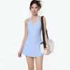 Women's Summer Backless Sport Dress: Quick-Dry, Slimming, Anti-Exposure Training Running Tennis Skirt