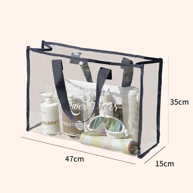New Summer Women Fashion Clear Pvc Storage Bag Versatile Tote Bag Shoulder Bag For Swim Storage Shopping Waterproof Beach Bag