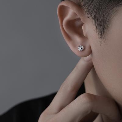 Cross Rudder Screw Stud Earrings Retro Retro Personality Hip Hop Earrings Design Ruffian Handsome Round Pattern Earbone Studs