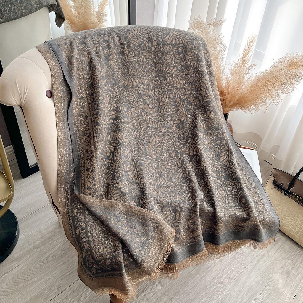 Double-Sided Commuting Warm Fashion Elegant Simple Atmosphere Imitation Cashmere Scarf Shawl Cape Female Big Name Style