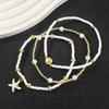 Summer Bohemian Triple Layered Ankle Chain Fashion Starfish Shell Pendant Handmade Seed Beads Women's Beach Party Foot Zircon