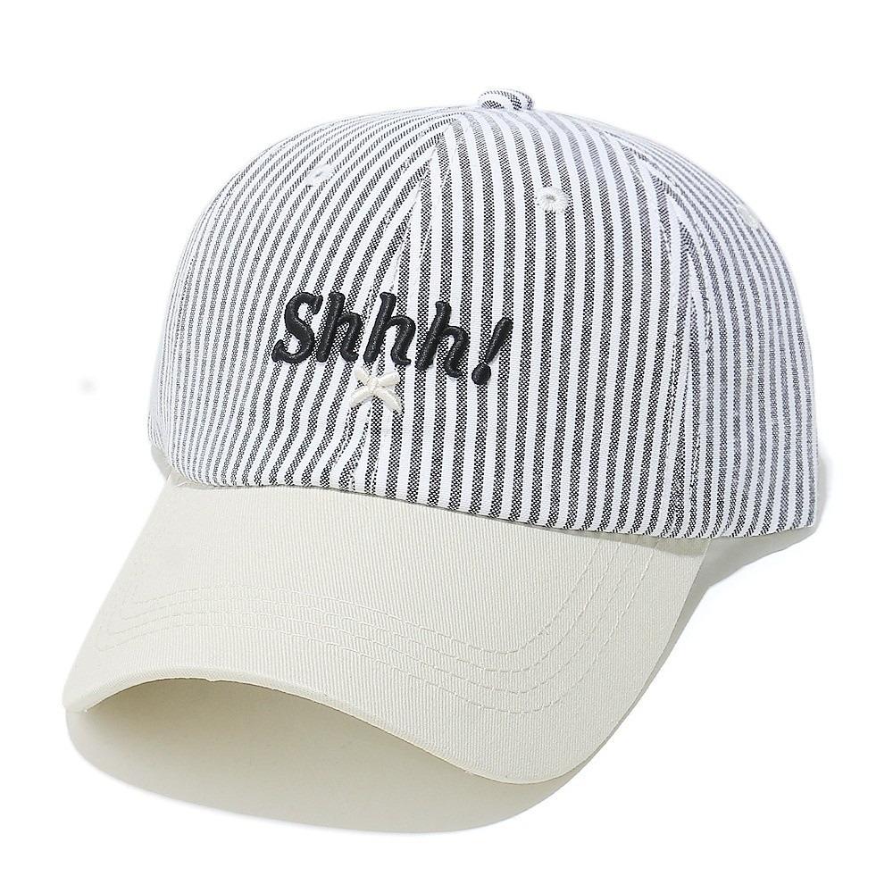 Soft Top Women Baseball Hat Letter Embroidered Cotton Baseball Cap Striped Baseball Cap  Sports чёрный