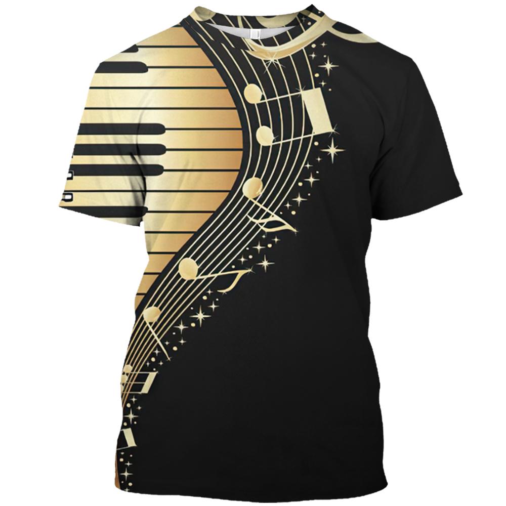 Piano Notes 3D Tricou pentru bărbați, cu uscare rapidă, la modă de vară, ocazional, pentru bărbați, cu mânecă scurtă, unisex, pentru femei, tricou Top