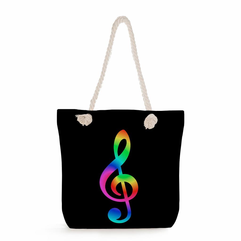 Multifunctional note Printed Thick Rope Shoulder Beach Bag Casual large capacity handbag 7611