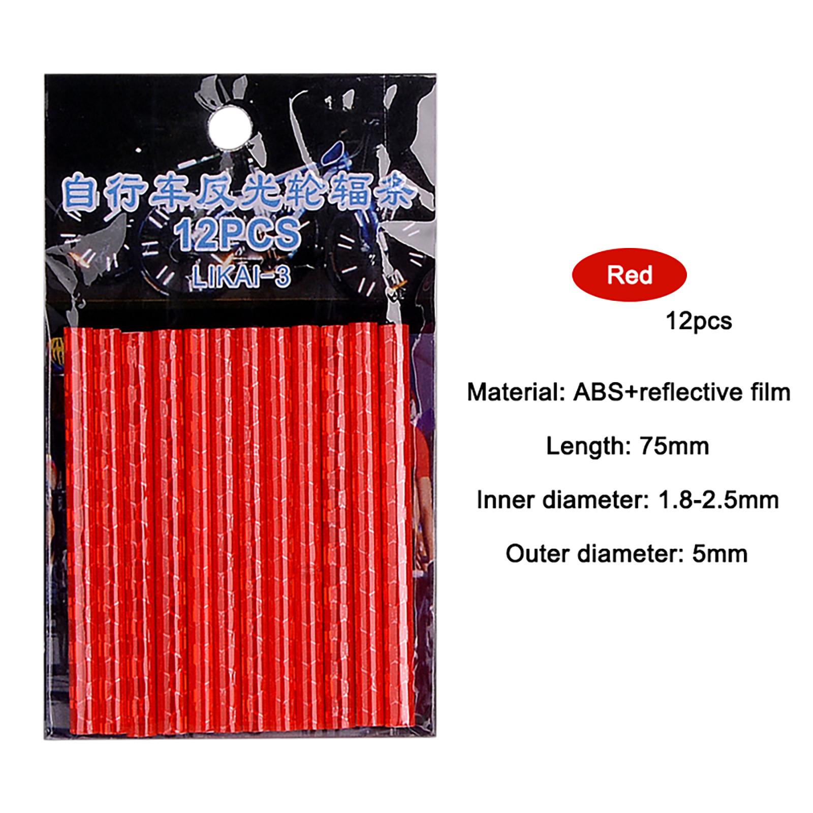

12 шт., велосипедное колесо, спицы, отражатель, светоотражающее крепление, зажим для трубки, велосипедные предупреждающие полоски One Size красный