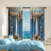 2 Pcs   Versatile Polyester Transparent Curtains for Home Decoration Elegant Castle for Use In Bedrooms and Living Rooms