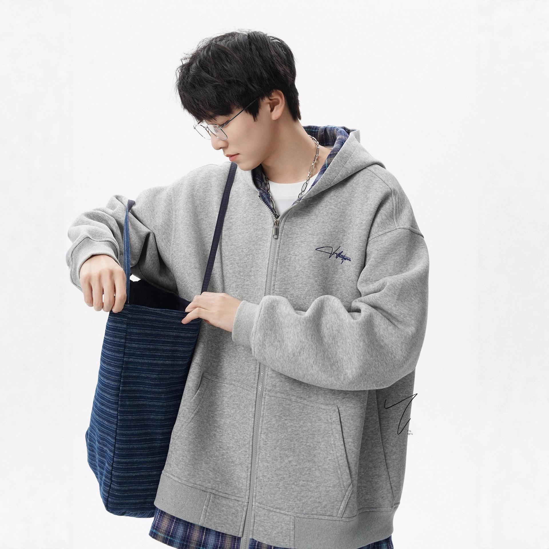 

Unisex Retro Plaid Patchwork Jacket - Faux Two-Piece Cardigan for Autumn/Winter XL сірий колір