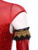 Adult Circus Ringmaster Bodysuit Sequined Patchwork Ruffled Hem Leotard and Metallic Gloves for Halloween Dress Up Party
