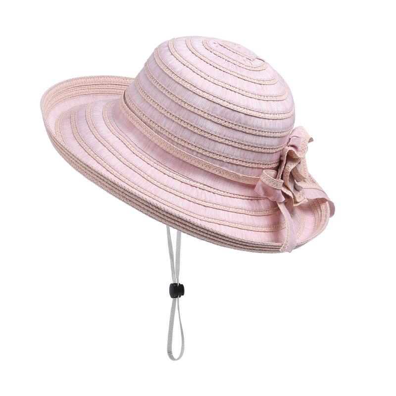 Summer Straw Hat Women's Striped Big Brim Fisherman Hat Outdoor Sun Protection Sun Hat