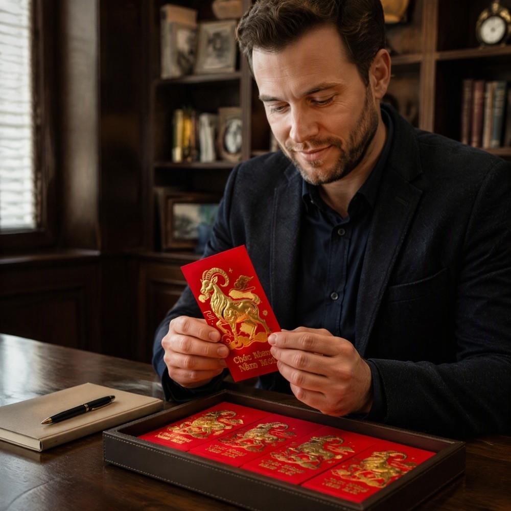 6pcs Hot Stamping Spring Festival Lucky Money Bag Blessings Printing Hongbao Kids