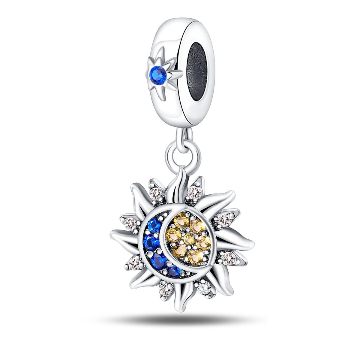 S925 Silver Ladies Small Aesthetic Moon Star Pendant Beads For DIY Bracelet Necklace Jewelry Making
