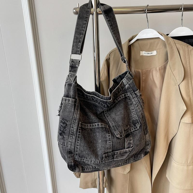 New large-capacity denim shoulder bag season new casual versatile fashion oblique span bag commuter women's bag