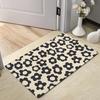 Minimalist Black Small Floral Daisy Print Doormat Non Slip Absorbent Front Entrance Mat Vintage Simple Botanical Decor Carpet
