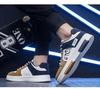 Spring Men's Breathable Canvas Sneakers: Versatile White Shoes with Thick Sole for Casual, Trendy Skating and Sports.